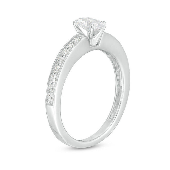 1/2 Carat Oval Cut Diamond Engagement Ring in White Gold