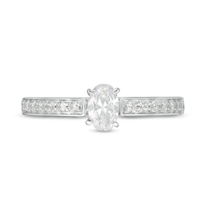 1/2 Carat Oval Cut Diamond Engagement Ring in White Gold