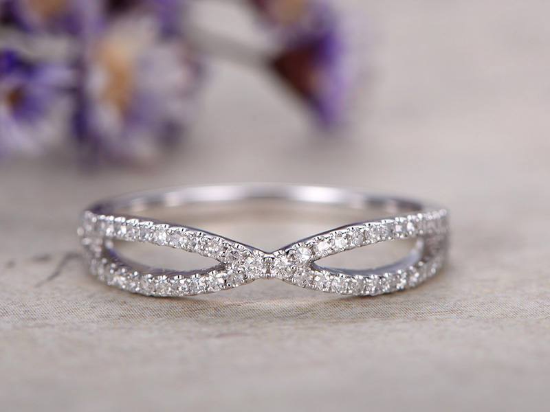 50 Carat infinity Round Cut Diamond Wedding Ring Band in White Gold