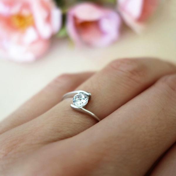 Silver simple online engagement rings