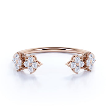 Elegant Open Stacking Wedding Ring Band with Round Diamonds in Rose Gold