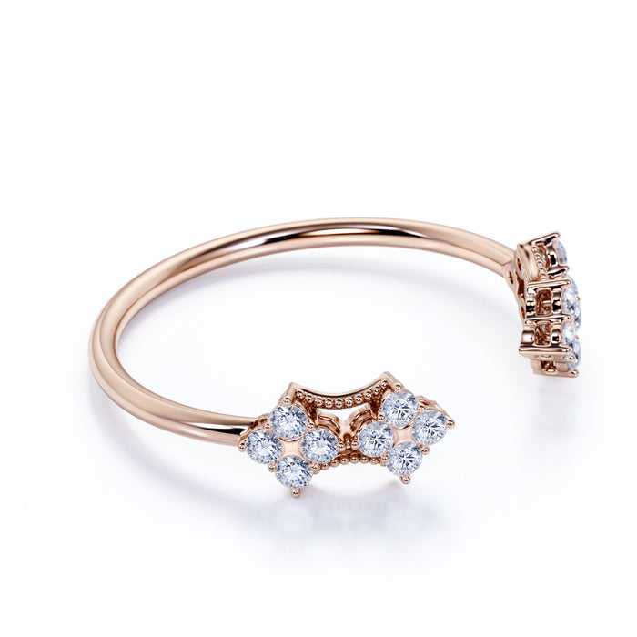 Elegant Open Stacking Wedding Ring Band with Round Diamonds in Rose Gold