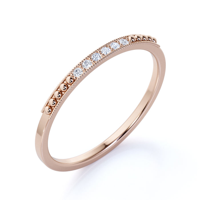 6 Stone Classic Stackable Wedding Band with Round Diamonds in Rose Gold