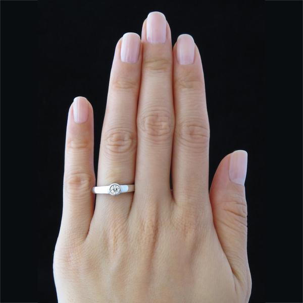 Final Sale 0.25 Carat Round Cut Modern Bezel Engagement Ring in White Gold over Sterling Silver
