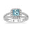 1.50 Carat princess cut Aquamarine and Diamond branch design Engagement Ring in White Gold