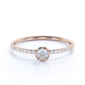 Elegant Round Cut Diamond Mini Stacking Ring in White Gold