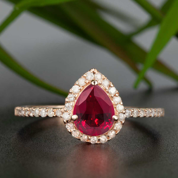14 Karat White Gold Pear Cut Ruby and Diamond Ring For Sale at 1stDibs | pear  shaped ruby and diamond ring, pear cut ruby ring, ruby pear ring