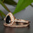 1.50 Carat Pear Cut Black Diamond and Diamond Wedding Ring Set in Rose Gold for Modern Brides