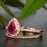 1.5 Carat Pear Cut Ruby and Diamond Wedding Ring Set in 9k Rose Gold for Modern Brides