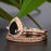 2 Carat Pear Cut Black Diamond and Diamond Trio Wedding Ring Set in Rose Gold for Modern Brides