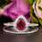 1.5 Carat Pear Cut Ruby and Diamond Wedding Ring Set in 9k White Gold for Modern Brides