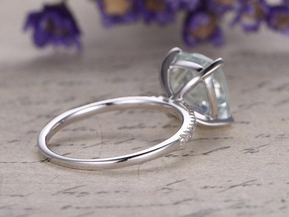 Classic 1.25 Carat Princess Cut Aquamarine and Diamond Engagement Ring in White Gold