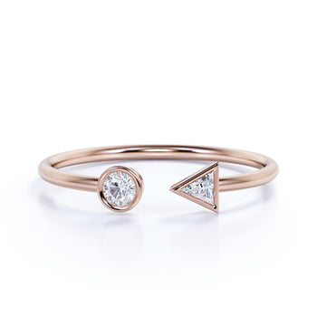 Bezel Set Diamond Open Stacking Ring in Rose Gold