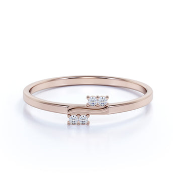 4 Stone Square Shape Diamond Stacking Wedding Ring Band in Rose Gold