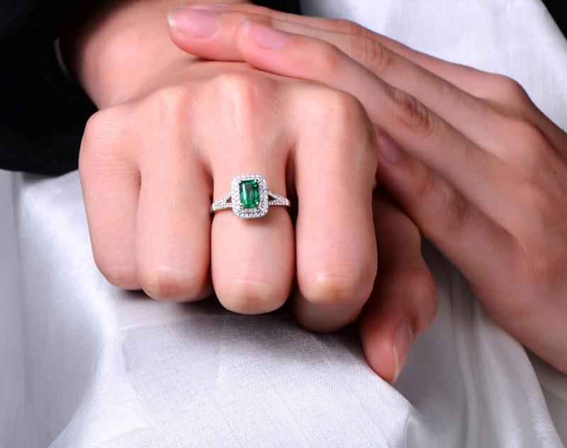2 Carat Emerald and Diamond Engagement Ring