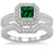 2 Carat Emerald & Diamond Antique Halo Bridal set on 9k White Gold