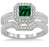 2 Carat Emerald & Diamond Antique Halo Bridal set on White Gold