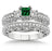 2 Carat Emerald & Diamond Antique Milgrain Trilogy Bridal set on 9k White Gold