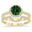 2 Carat Emerald & Diamond Halo Bridal Set Engagement Ring on 9k Yellow Gold