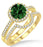 2 Carat Emerald & Diamond Halo Bridal Set Engagement Ring on 9k Yellow Gold