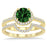 2 Carat Emerald & Diamond Halo Bridal Set Engagement Ring on Yellow Gold