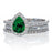 2 Carat Pear Cut Emerald Halo Bridal Set for Woman on White Gold