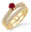 2 Carat Ruby & Diamond Antique Bridal Set Engagement Ring on 9k Yellow Gold