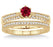 1.75 Carat Ruby & Diamond Antique Bridal Set Engagement Ring on Yellow Gold