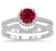 2 Carat Ruby & Diamond Halo Bridal Set Engagement Ring on 9k White Gold