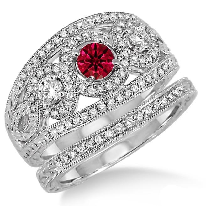 2 Carat Ruby & Diamond Trilogy set Ring
