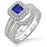 2 Carat Princess Cut Sapphire and Diamond Antique Halo Bridal Ring Set in White Gold