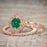 Affordable pair 2 Carat Emerald and Diamond Antique Wedding Ring Set in Rose Gold