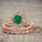 Affordable 2.50 Carat Round cut Emerald and Diamond Antique Wedding Trio Ring Set in Rose Gold