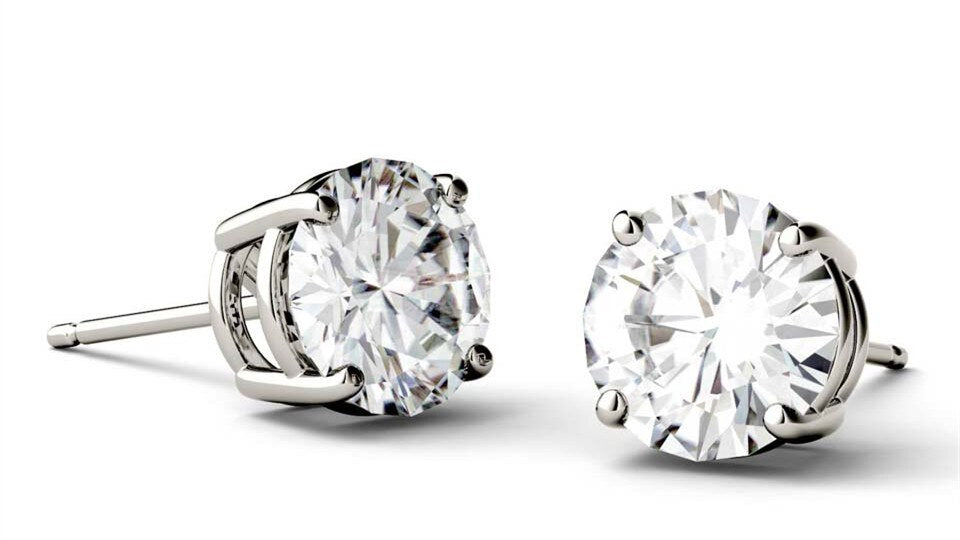 Bestselling 4 Prong 2 Carat Round Cut Moissanite Stud Earrings in White Gold