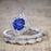 Affordable Antique Art Deco 2 Carat Round Sapphire and Diamond Halo Wedding Trio Ring Set in White Gold