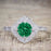 Unique 2 Carat Emerald and Diamond Halo Wedding Ring Set for Her in White Gold