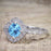 Antique Vintage 1.25 Carat Art Deco Halo Engagement Ring with Aquamarine and Diamond for Her in White Gold