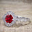 Antique Vintage 1.25 Carat Artdeco Halo Engagement Ring with Ruby and Diamond for Her in White Gold