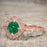 Affordable pair 2 Carat Emerald and Diamond Antique Wedding Ring Set in Rose Gold