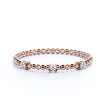 Twisted Band Style Diamond Trilogy Stacking Ring in Rose Gold