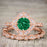Artdeco scalloped 2 Carat Emerald and Diamond Wedding Ring Set for Women in Rose Gold