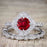 Bestselling 2.50 Carat Ruby and Diamond Halo Trio Wedding Bridal Ring Set in White Gold