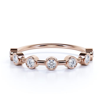 Bezel Set Round Cut Diamonds Stacking Ring in Rose Gold