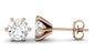 6 Prong 2 Carat Round Cut Moissanite Classic Stud Earrings in Rose Gold