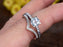 1.5 Carat Round Cut Aquamarine and Diamond Halo Wedding Ring Set in White Gold