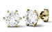 6 Prong 2 Carat Round Cut Moissanite Classic Stud Earrings in Yellow Gold