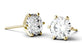 6 Prong 2 Carat Round Cut Moissanite Classic Stud Earrings in Yellow Gold