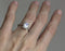 Pave 1.50 Carat Emerald Cut Rainbow Moonstone and Diamond Halo Engagement Ring in White Gold