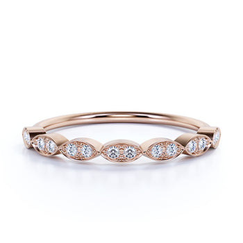 Antique Style Stacking Wedding Ring Band in Rose Gold