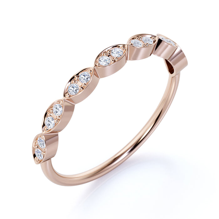 Antique Style Stacking Wedding Ring Band in Rose Gold